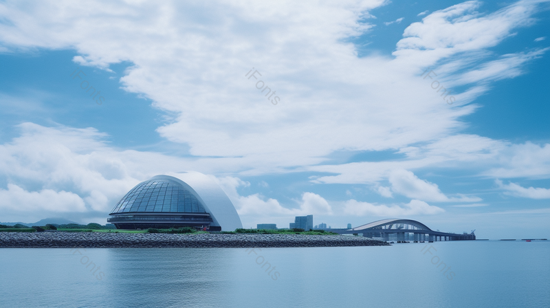 蓝天白云下的珠海大剧院珠海大贝壳度假风景摄影图,高清,摄影图,摄影图片,图片大全,摄影图免费下载